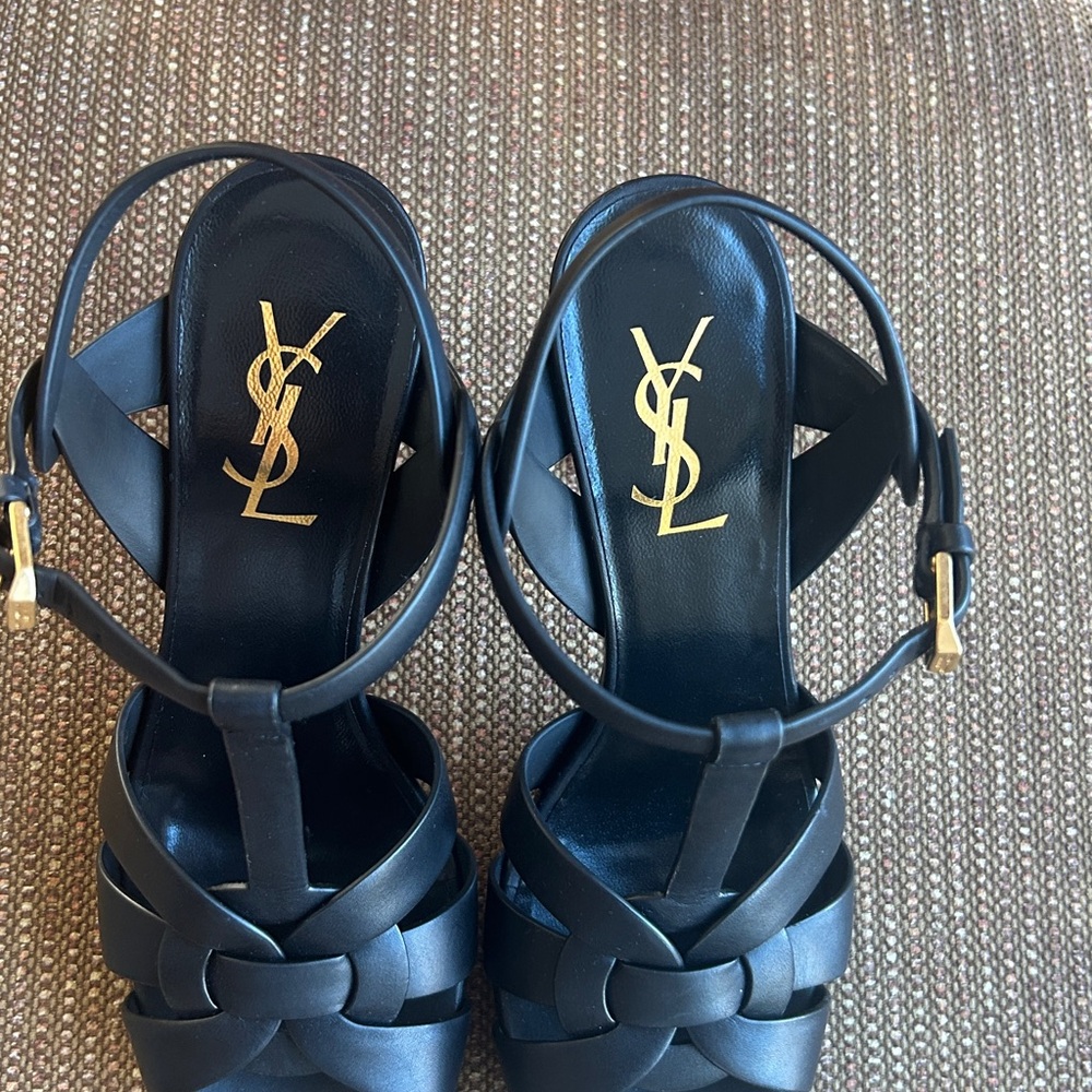 YSL brand new tributes size 37.5 Elegant Black Strappy Heels - Picture 2 of 3